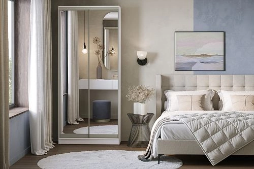 Шкаф-купе Борнео-2.5 Белый/Слоновая Кость - фото 1