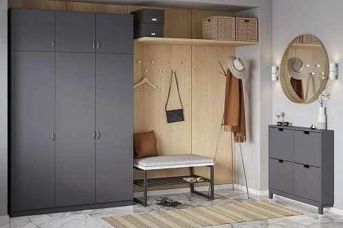 Шкаф распашной Лайт-3 с антресолью Графит - фото 1