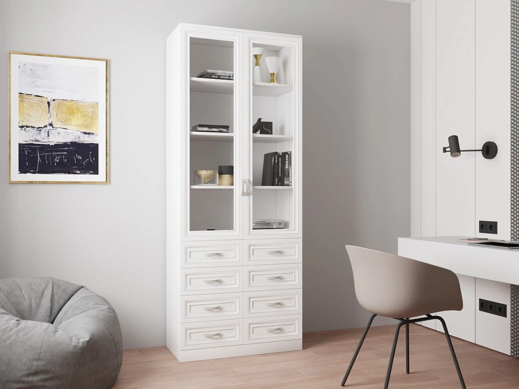 Книжный шкаф Библиограф 2.6 Рельеф Белый - фото 1