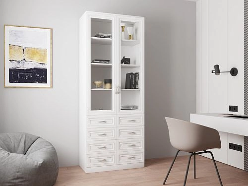 Книжный шкаф Библиограф 2.6 Рельеф Белый - фото 1