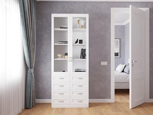 Книжный шкаф Библиограф 2.6 Квадро Белый - фото 1