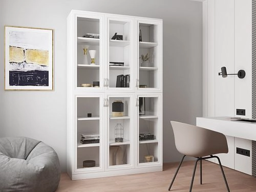 Шкаф Библиотека Библиограф 3.2 Рельеф Белый - фото 1