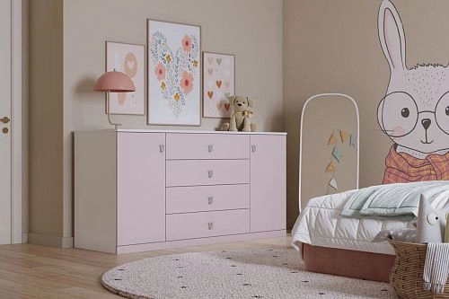 Комод Банни-3 Розовый Лайт - фото 1