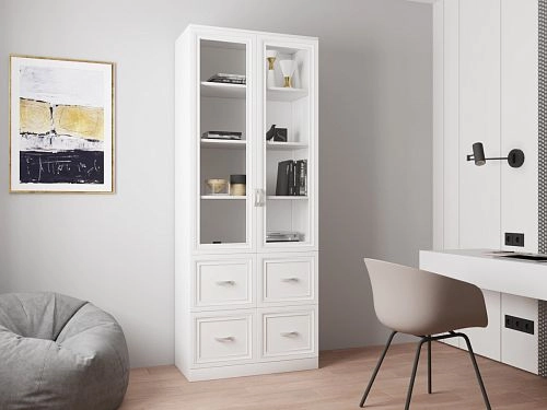 Книжный шкаф Библиограф 2.4 Рельеф Белый - фото 1