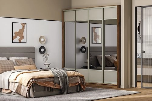 Шкаф-купе Борнео-4.6 Дуб Делано/Слоновая Кость - фото 1