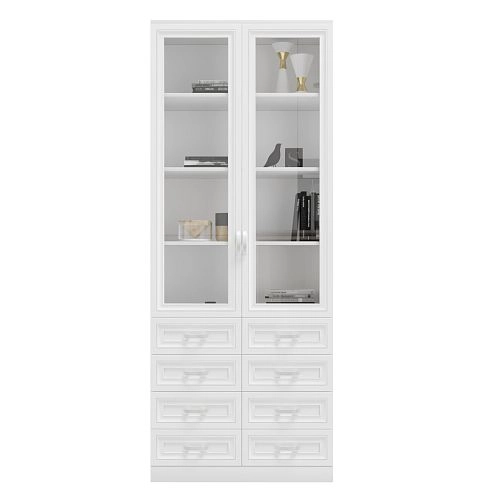 Книжный шкаф Библиограф 2.6 Рельеф Белый - фото 4