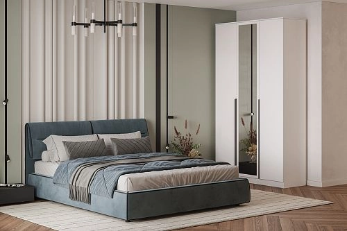 Шкаф распашной Марсель-3 с зеркалом Белый - фото 1