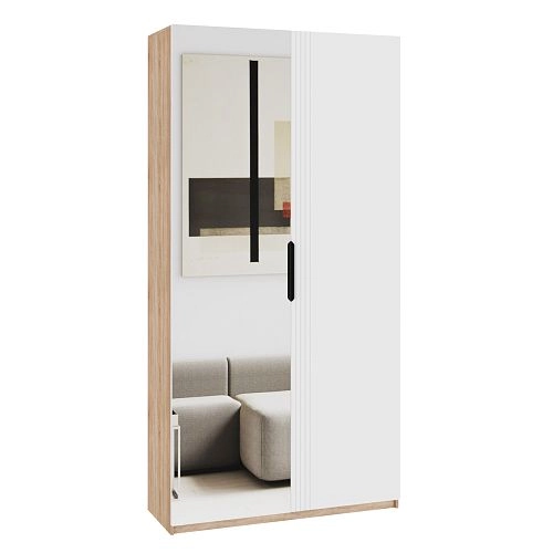 Шкаф распашной Астрис-3 с зеркалом Белый - фото 2