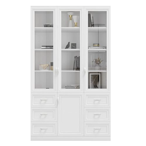 Шкаф Библиотека Библиограф 3.7 Рельеф Белый - фото 4