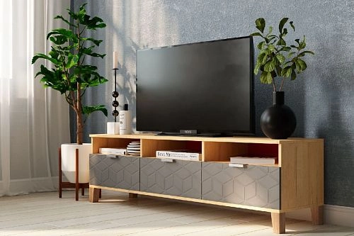 ТВ тумба Марвин Йорк фрезеровка 2 Графит - фото 1