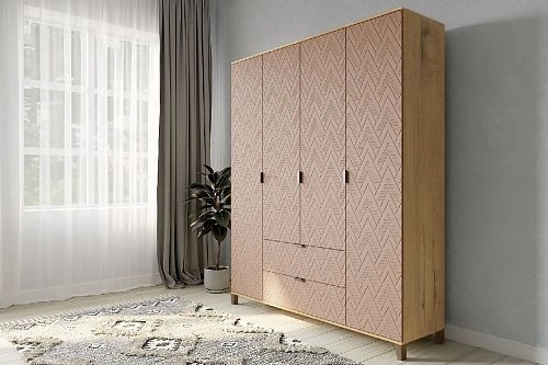 Шкаф распашной Марвин Йорк 4 фрезеровка 4 Роза - фото 1