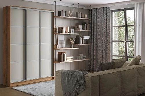 Шкаф-купе Борнео-3.2 Дуб Делано/Серебро - фото 1