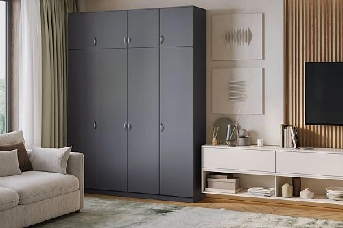 Шкаф распашной Лайт-4 с антресолью Графит - фото 1