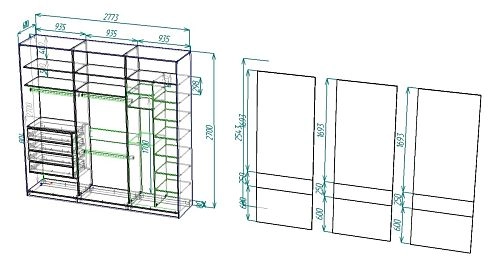 Шкаф-купе 3-дверный (349ВЕЗ-1) - фото 1