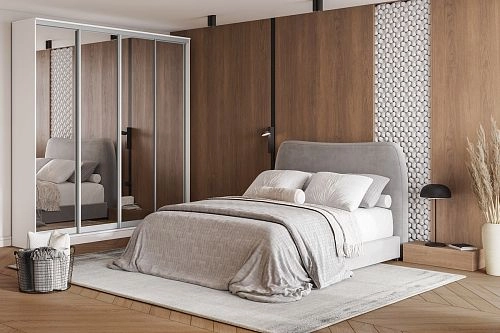 Шкаф-купе Борнео-4.5 Белый/Серебро - фото 1