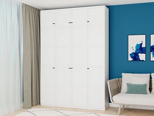 Шкаф распашной Скаген-4 с антресолью Белый - фото 1