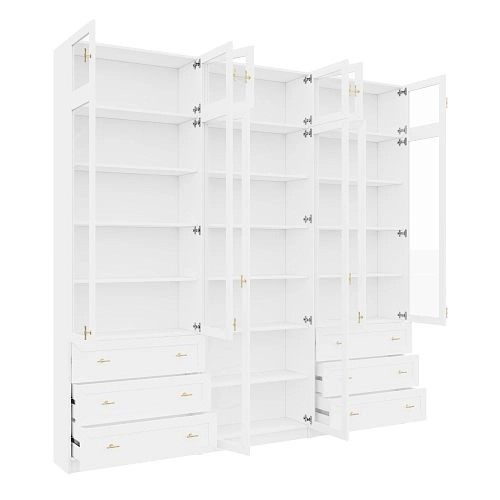 Шкаф Библиотека Билли Хелена-54 Белый/Золото - фото 3