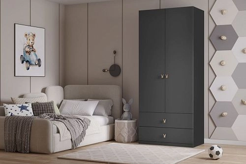 Шкаф распашной Банни-2.2 Черный Агат - фото 1