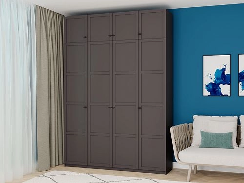 Шкаф распашной Скаген-4 с антресолью Графит - фото 1
