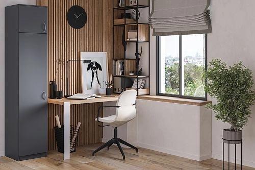 Шкаф распашной Лайт-1 Белье с антресолью Графит - фото 1