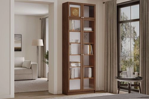 Шкаф Библиотека Билли-20 Хит Орех Экко с антресолью - фото 1