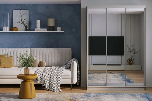 Шкаф-купе Борнео-3.5 Кашемир/Серебро - фото 1