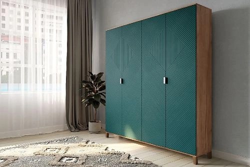 Шкаф распашной Марвин Йорк 5 фрезеровка 11 Аквамарин - фото 1