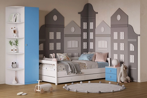 Стенка детская Банни-2 Пастельно-Синий - фото 1