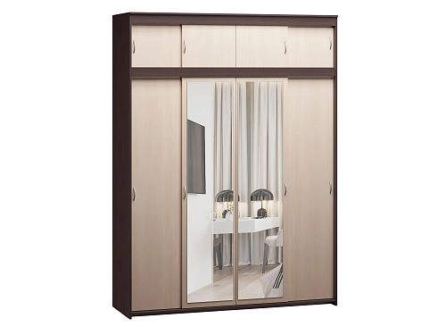 Шкаф-купе Миллениум-4 с антресолью Дуб Молочный - фото 2