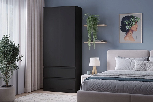 Шкаф распашной Стефани Мальм-2 Черный - фото 1