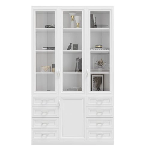 Шкаф Библиотека Библиограф 3.9 Рельеф Белый - фото 4