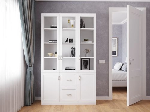 Шкаф Библиотека Библиограф 3.4 Квадро Белый - фото 1