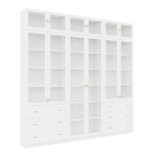 Шкаф Библиотека Билли Хелена-54 Белый/Золото - фото 4