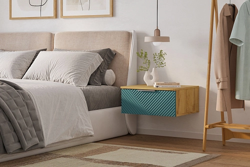 Тумба прикроватная подвесная Салерно NEW 1 Аквамарин - фото 1