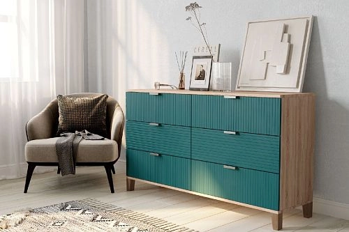 Комод Марвин Йорк 7 фрезеровка 8 Аквамарин - фото 1