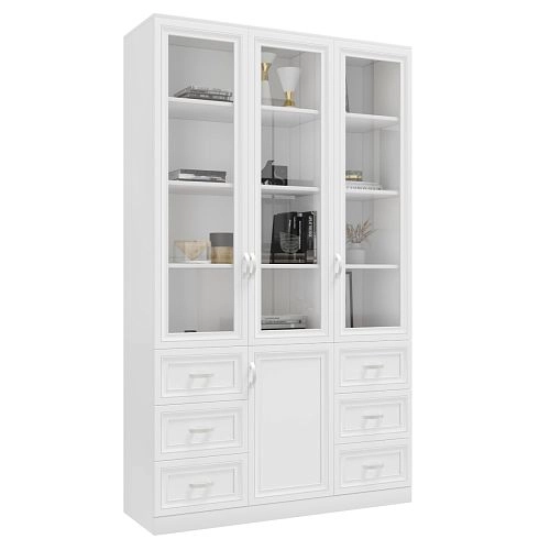 Шкаф Библиотека Библиограф 3.7 Рельеф Белый - фото 3