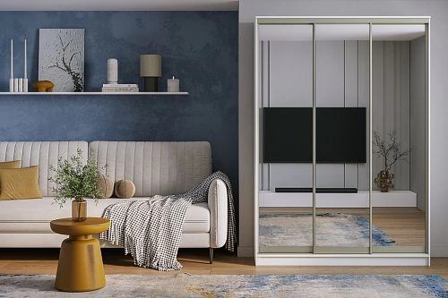 Шкаф-купе Борнео-3.5 Белый/Слоновая кость - фото 1