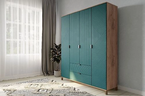 Шкаф распашной Марвин Йорк 4 фрезеровка 11 Аквамарин - фото 1