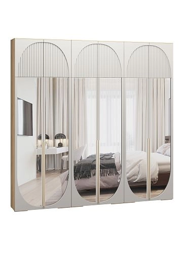 Шкаф распашной Брей-3.2 с антресолью Кашемир/Дуб Золотистый - фото 2