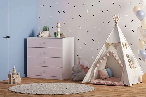 Комод Банни-4 Розовый Лайт - фото 1