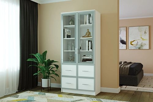 Книжный шкаф Альма-10 Белый - фото 1