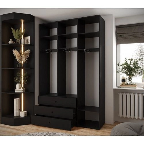 Шкаф распашной Люксор-3.3 Черный - фото 3